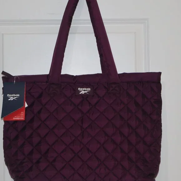 Reebok Barbara Quilted Dark Purple Tote Bag 17L NWT - Picture 4 of 11